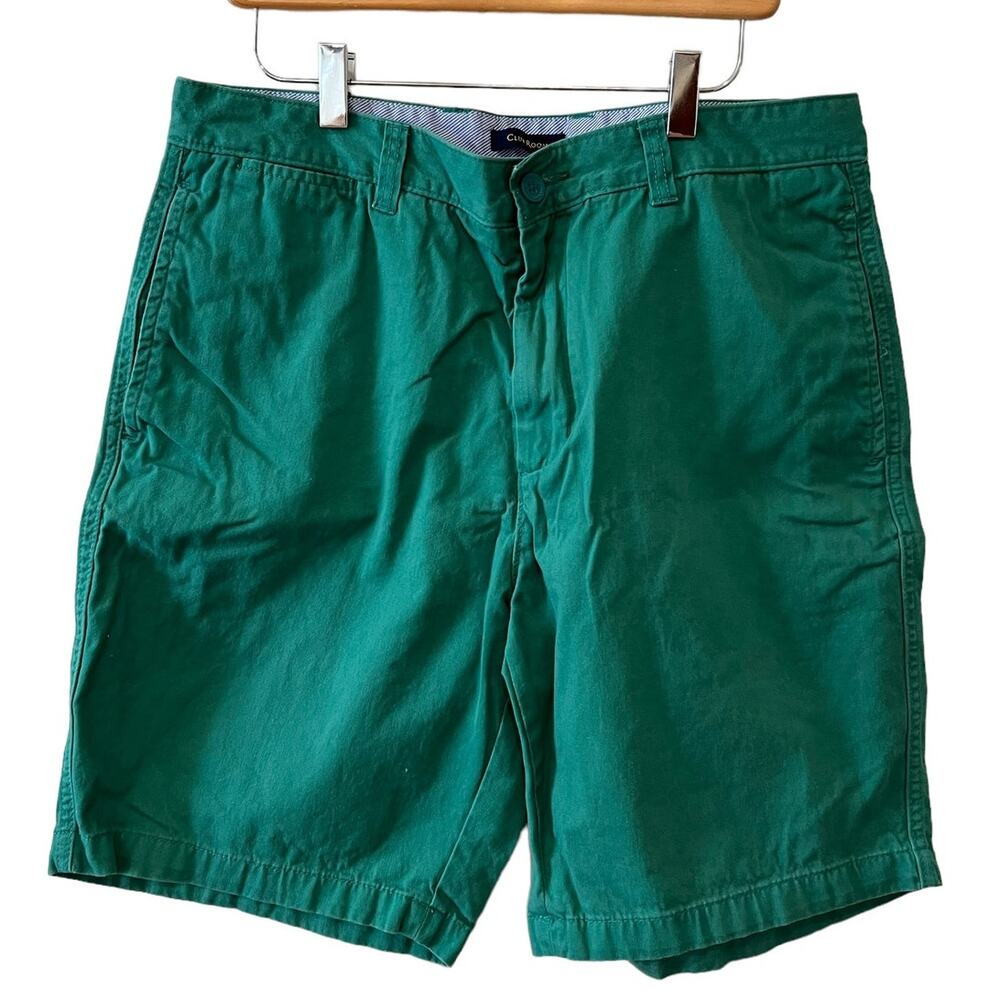 Charter Club chino cotton twill flat front Shorts Seafoam Green 33